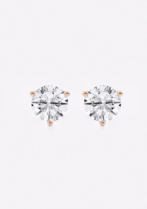 2 ctw Round Near-Colorless Lab Grown Diamond Three Prong Martini Stud Earrings