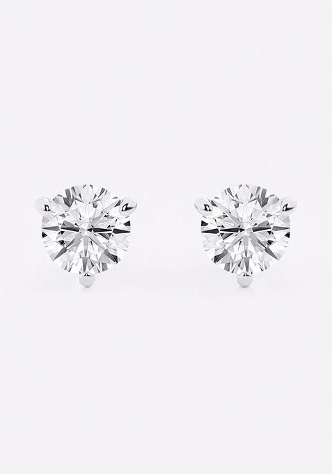 3 ctw Round Near-Colorless Lab Grown Diamond Three Prong Martini Stud Earrings