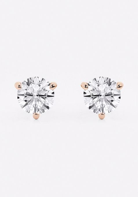  3 ctw Round Near-Colorless Lab Grown Diamond Three Prong Martini Stud Earrings