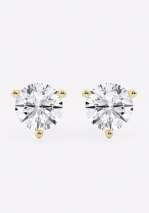 4 ctw Round Near-Colorless Lab Grown Diamond Three Prong Martini Stud Earrings