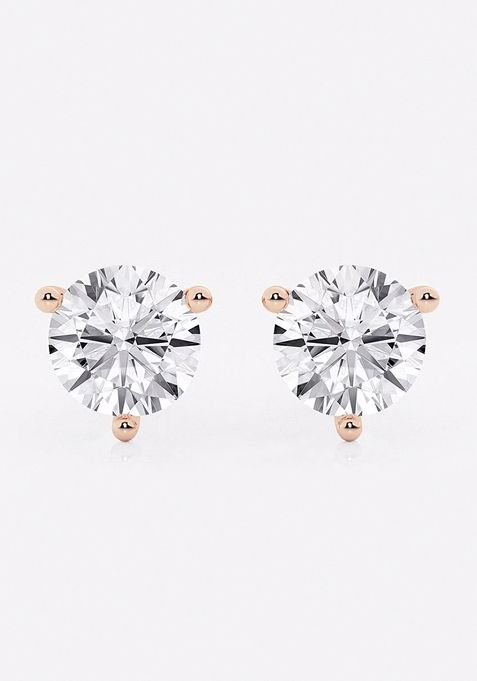  4 ctw Round Near-Colorless Lab Grown Diamond Three Prong Martini Stud Earrings