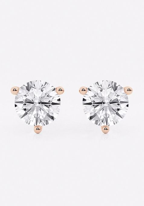 8 ctw Round Near-Colorless Lab Grown Diamond Three Prong Martini Stud Earrings