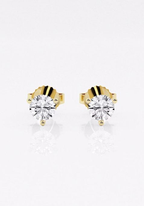 1/2 ctw Round Near-Colorless Lab Grown Diamond Three Prong Martini Stud Earrings