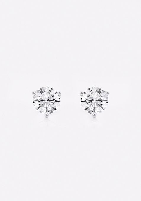 1 ctw Round Near-Colorless Lab Grown Diamond Three Prong Martini Stud Earrings