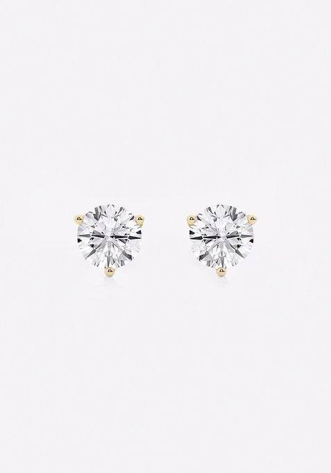 1 ctw Round Near-Colorless Lab Grown Diamond Three Prong Martini Stud Earrings