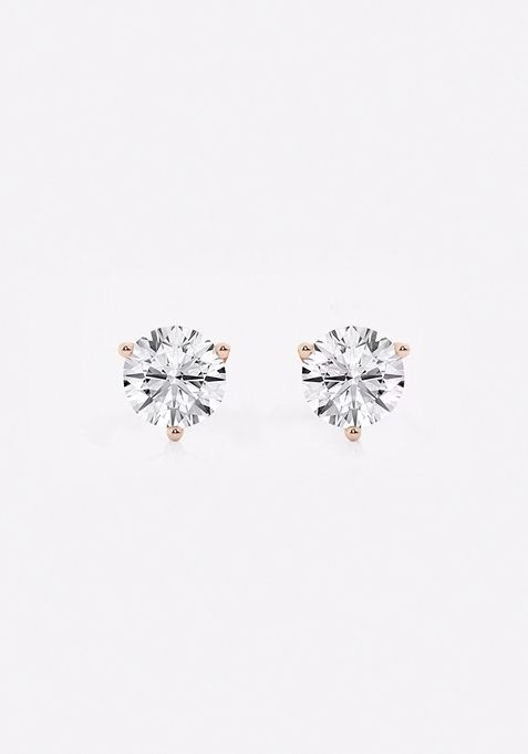 1 ctw Round Near-Colorless Lab Grown Diamond Three Prong Martini Stud Earrings