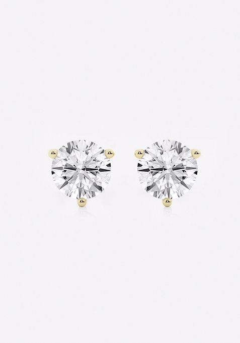 2 ctw Round Near-Colorless Lab Grown Diamond Three Prong Martini Stud Earrings