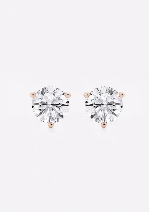 2 ctw Round Near-Colorless Lab Grown Diamond Three Prong Martini Stud Earrings