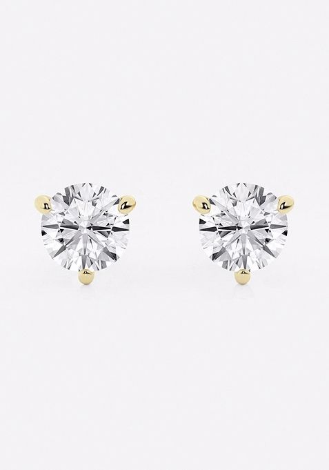 3 ctw Round Near-Colorless Lab Grown Diamond Three Prong Martini Stud Earrings