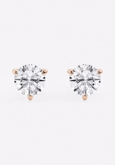  3 ctw Round Near-Colorless Lab Grown Diamond Three Prong Martini Stud Earrings