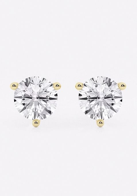 4 ctw Round Near-Colorless Lab Grown Diamond Three Prong Martini Stud Earrings