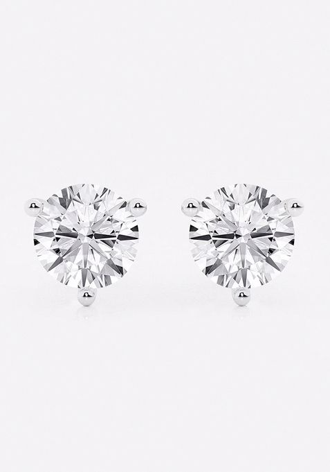 5 ctw Round Near-Colorless Lab Grown Diamond Three Prong Martini Stud Earrings