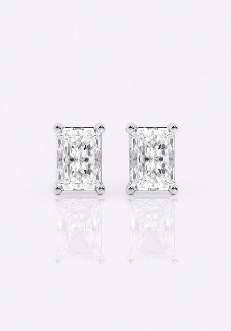 1 ctw Radiant Lab Grown Diamond Four Prong Stud Earrings