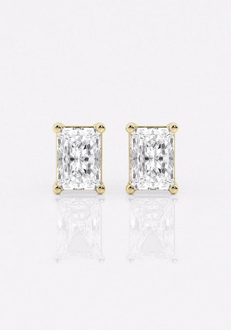 1 ctw Radiant Lab Grown Diamond Four Prong Stud Earrings