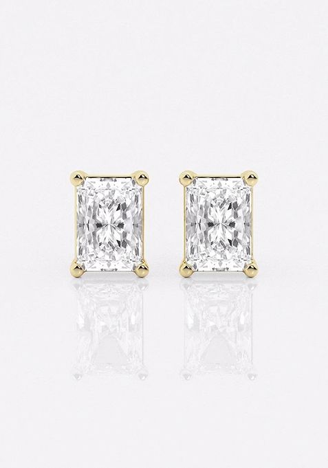 2 ctw Radiant Lab Grown Diamond Four Prong Stud Earrings