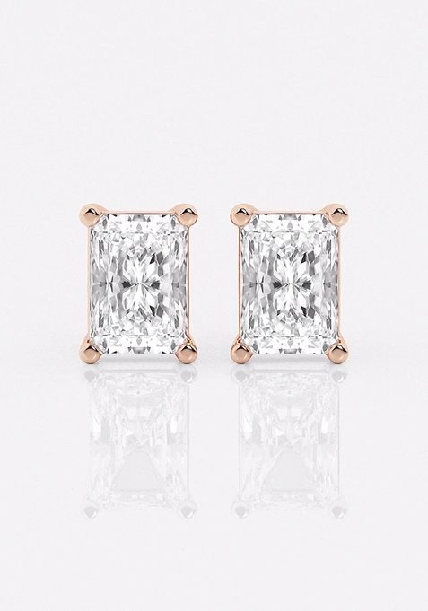 3 ctw Radiant Lab Grown Diamond Four Prong Stud Earrings