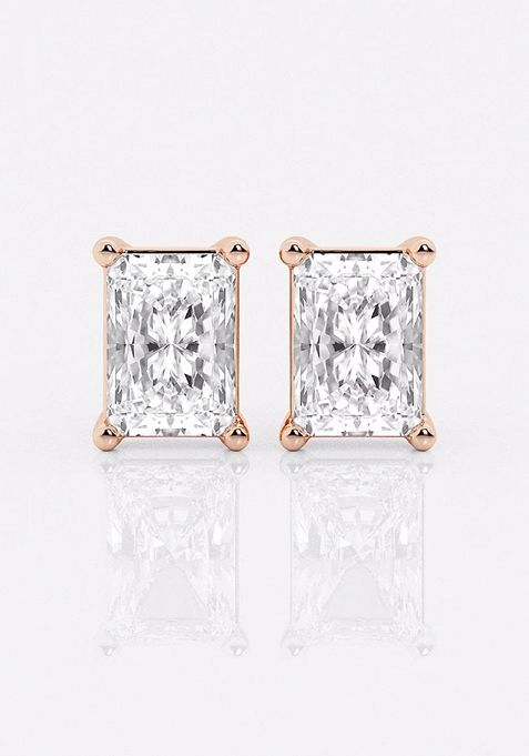 4 ctw Radiant Lab Grown Diamond Four Prong Stud Earrings