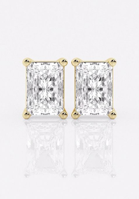 5 ctw Radiant Lab Grown Diamond Four Prong Stud Earrings