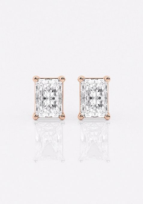 1 ctw Radiant Lab Grown Diamond Four Prong Stud Earrings