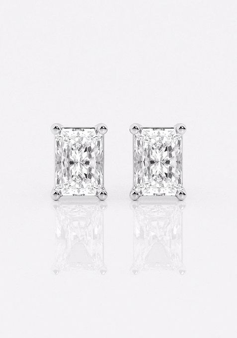 2 ctw Radiant Lab Grown Diamond Four Prong Stud Earrings