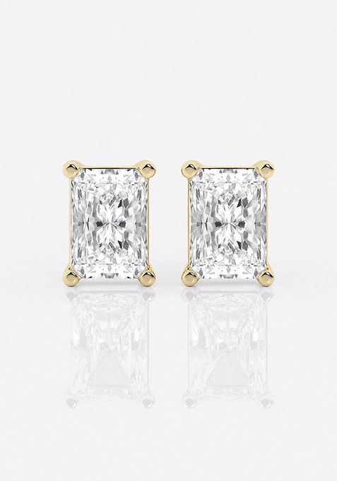 3 ctw Radiant Lab Grown Diamond Four Prong Stud Earrings