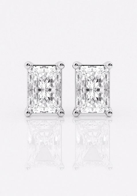 4 ctw Radiant Lab Grown Diamond Four Prong Stud Earrings