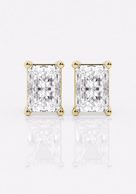 4 ctw Radiant Lab Grown Diamond Four Prong Stud Earrings