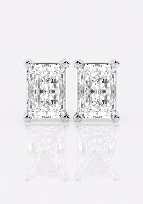 5 ctw Radiant Lab Grown Diamond Four Prong Stud Earrings