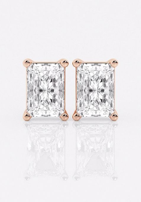 5 ctw Radiant Lab Grown Diamond Four Prong Stud Earrings