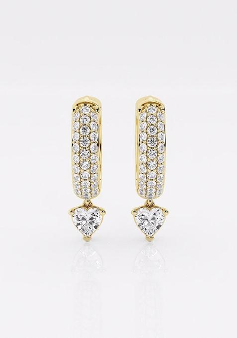  2/3 ctw Heart Lab Grown Diamond Huggie Hoop Earrings