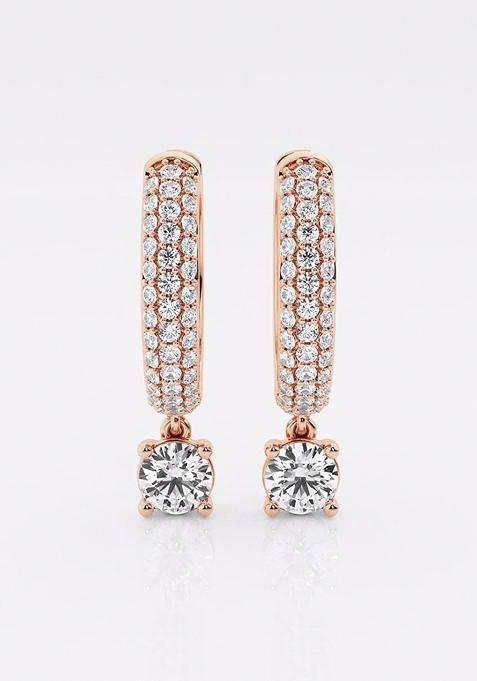  7/8  ctw Round Lab Grown Diamond Huggie Hoop Earrings