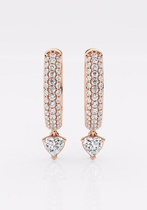  7/8 ctw Heart Lab Grown Diamond Huggie Hoop Earrings