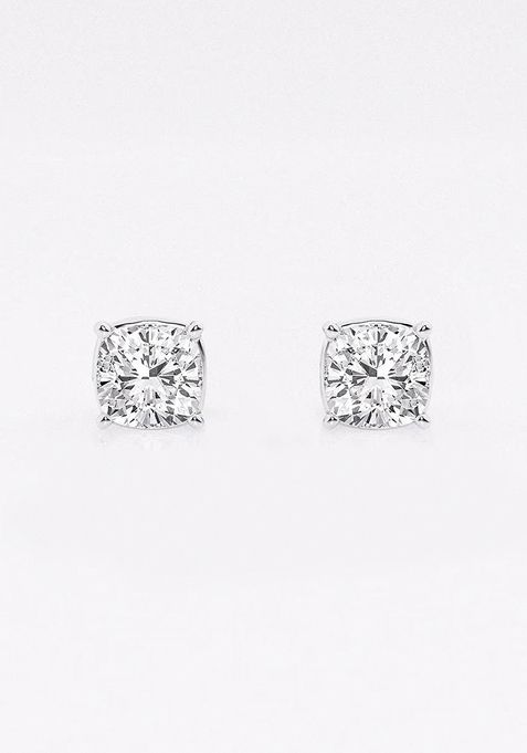 1 ctw Cushion Lab Grown Diamond Solitaire Stud Earrings