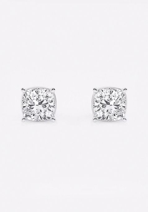 1 1/2 ctw Cushion Lab Grown Diamond Solitaire Certified Stud Earrings