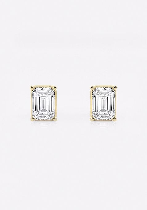 1 1/2 ctw Emerald Lab Grown Diamond Solitaire Certified Stud Earrings