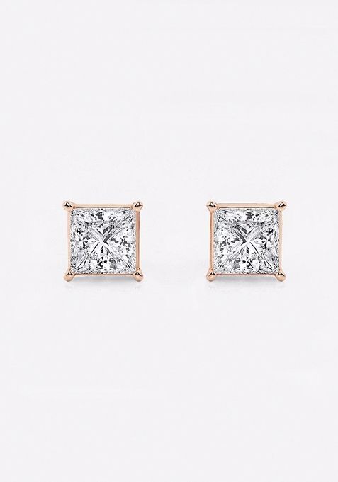 1 1/2 ctw Princess Lab Grown Diamond Solitaire Certified Stud Earrings