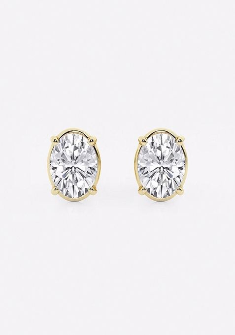 2 ctw Oval Lab Grown Diamond Solitaire Certified Stud Earrings