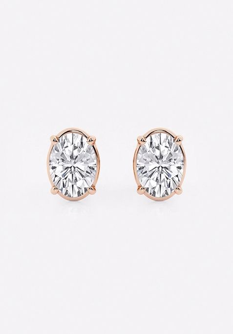 2 ctw Oval Lab Grown Diamond Solitaire Certified Stud Earrings