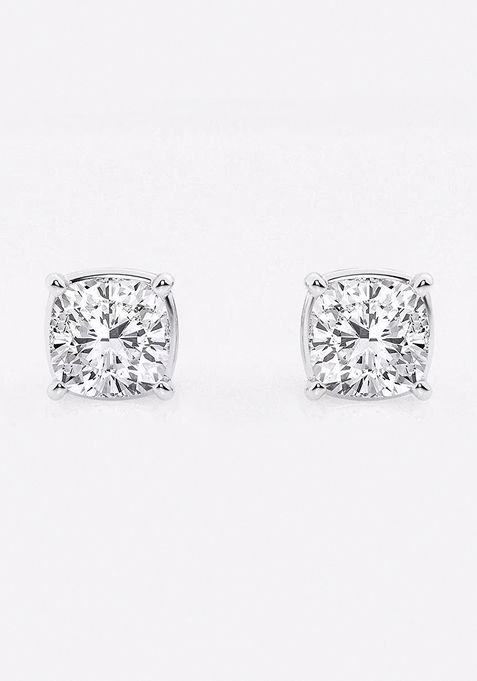 2 ctw Cushion Lab Grown Diamond Solitaire Certified Stud Earrings