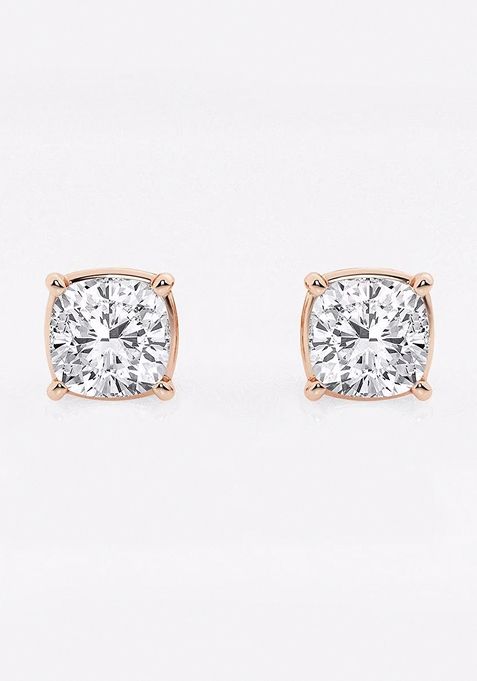 2 ctw Cushion Lab Grown Diamond Solitaire Certified Stud Earrings