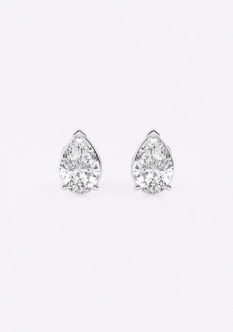 2 ctw Pear Lab Grown Diamond Solitaire Certified Stud Earrings