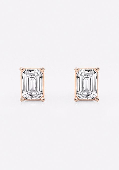 2 ctw Emerald Lab Grown Diamond Solitaire Certified Stud Earrings