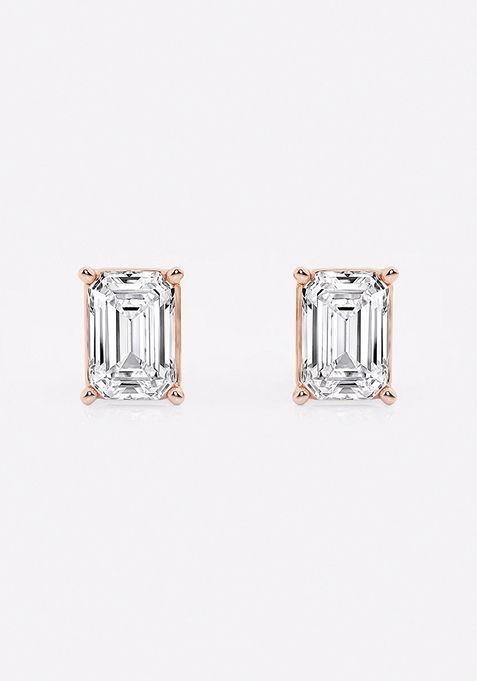 3 ctw Emerald Lab Grown Diamond Solitaire Certified Stud Earrings