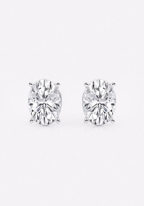 4 ctw Oval Lab Grown Diamond Solitaire Certified Stud Earrings