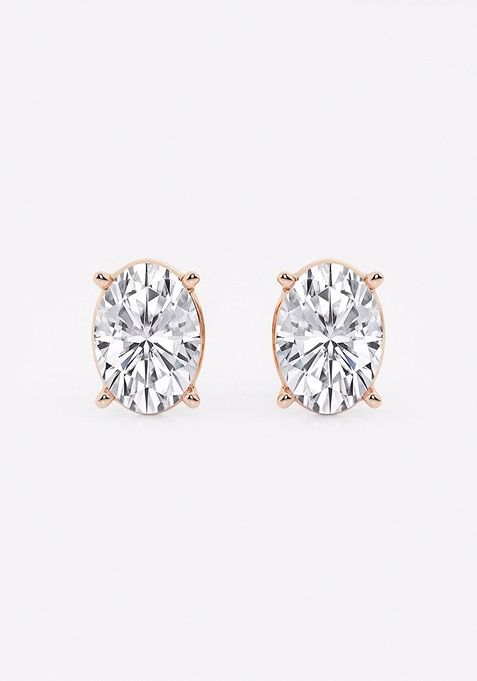 4 ctw Oval Lab Grown Diamond Solitaire Certified Stud Earrings