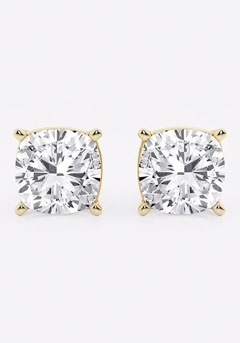 5 ctw Cushion Lab Grown Diamond Solitaire Certified Stud Earrings