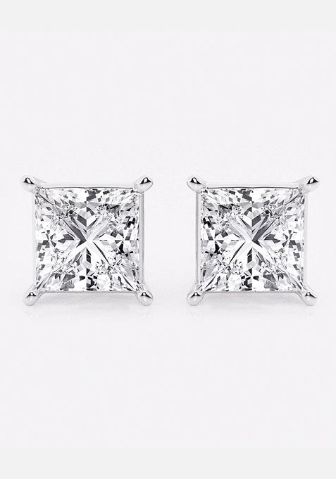 5 ctw Princess Lab Grown Diamond Solitaire Certified Stud Earrings