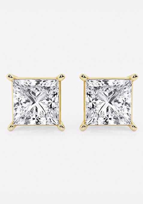 5 ctw Princess Lab Grown Diamond Solitaire Certified Stud Earrings