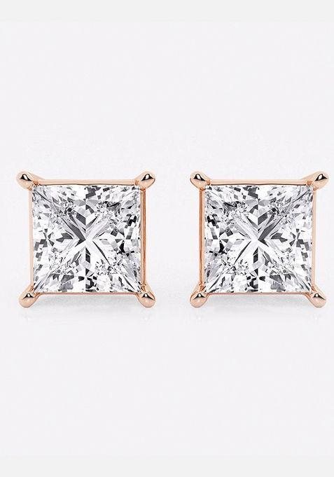 5 ctw Princess Lab Grown Diamond Solitaire Certified Stud Earrings