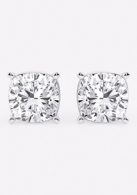 6 ctw Cushion Lab Grown Diamond Solitaire Certified Stud Earrings